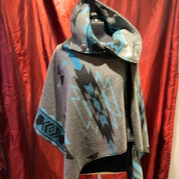 NWT dressy western wool poncho sweater reversable southwestern one size - Picture 1 of 7